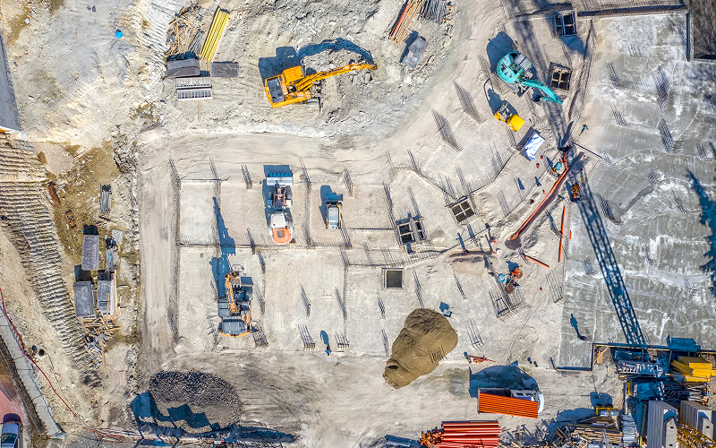 Construction site aerial